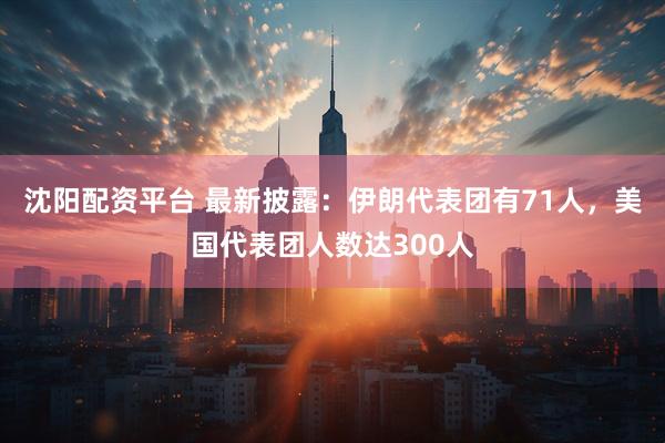 沈阳配资平台 最新披露：伊朗代表团有71人，美国代表团人数达300人